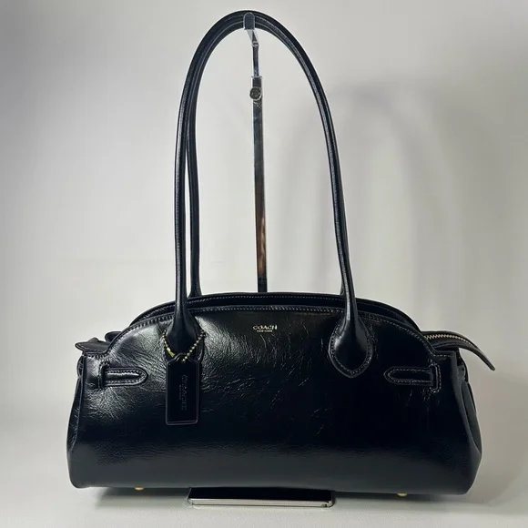 NEW/NWT Women’s Coach Empire Carryall Bag 34 Satchel Glazed Black - Picture 1 of 13